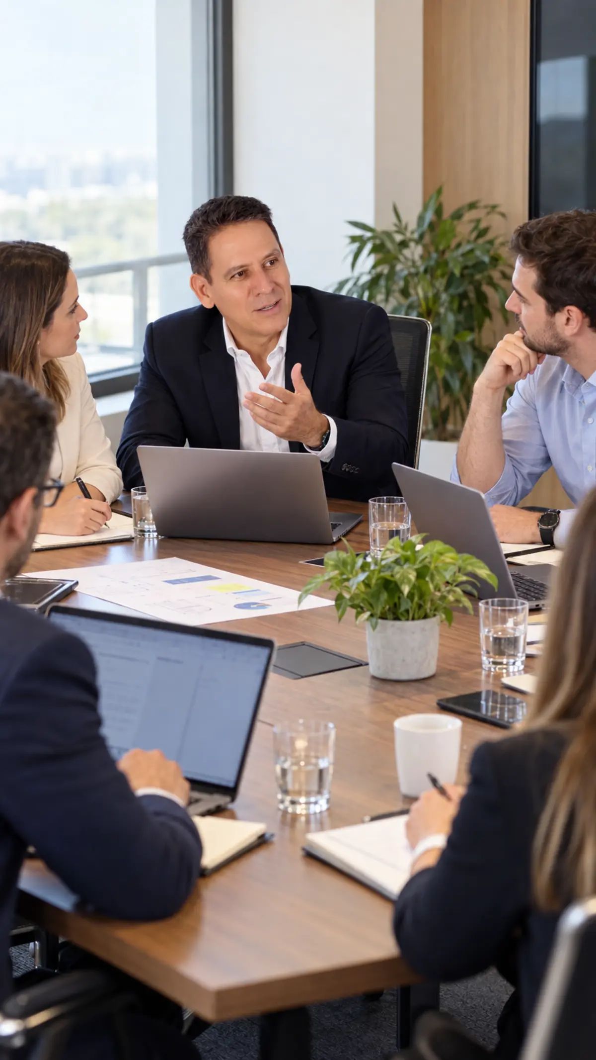 German Velasquez en una sesión de trabajo con un equipo empresarial